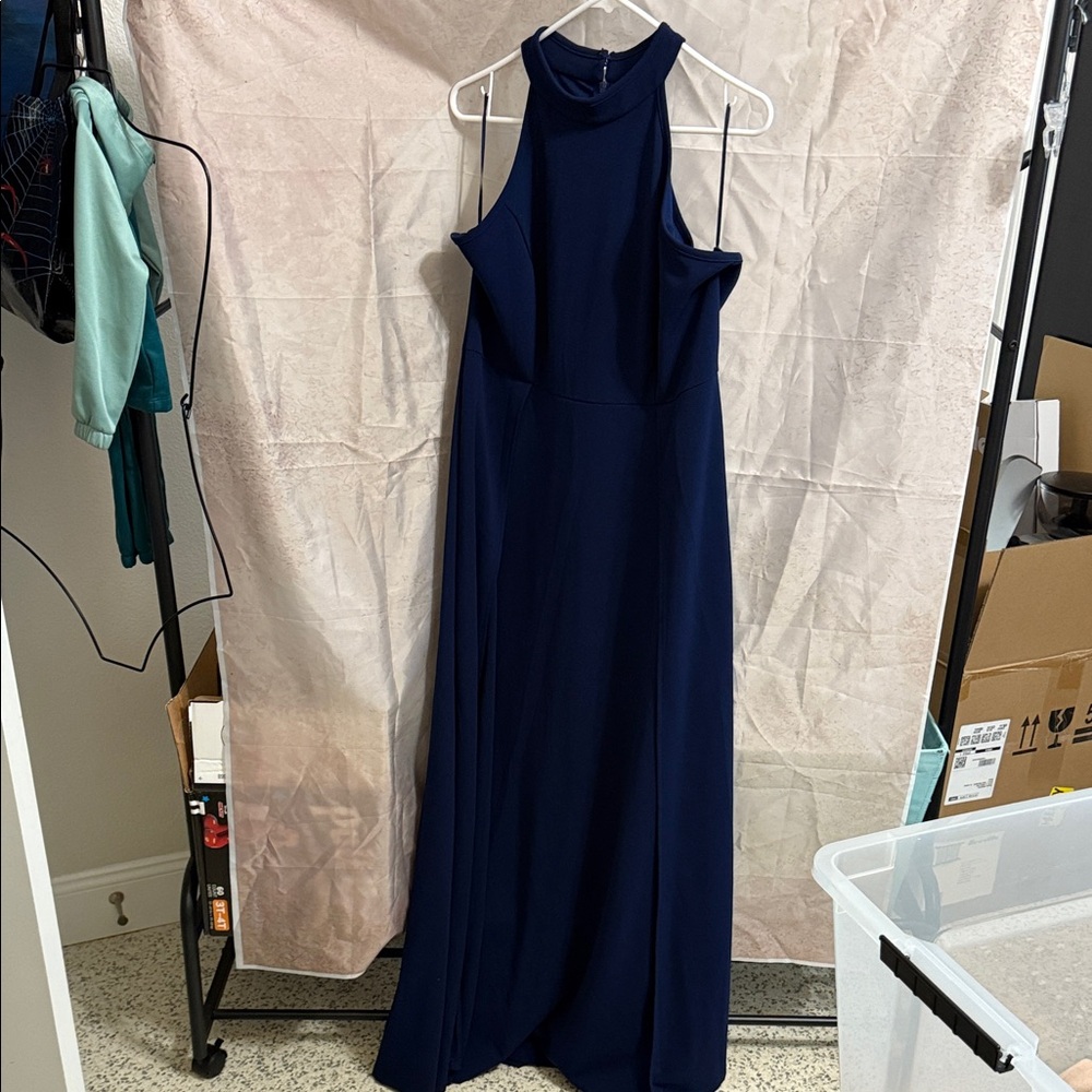 Chic Sleeveless Navy Maxi Dress